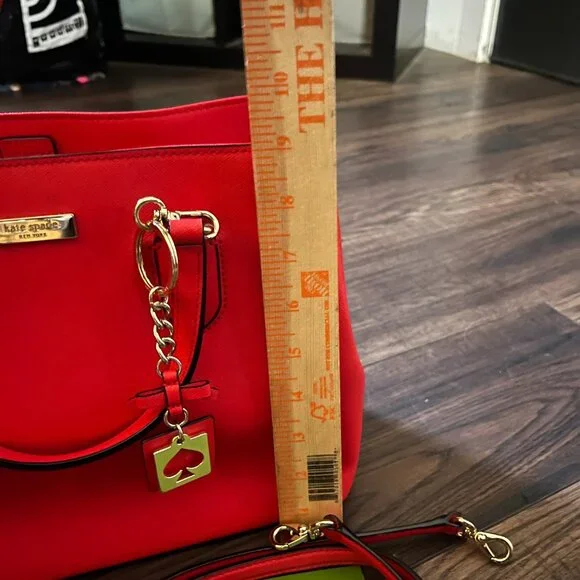 Kate Spade Crab Red Leather Laurel Way Evangelie Crossbody Satchel handbag Purse